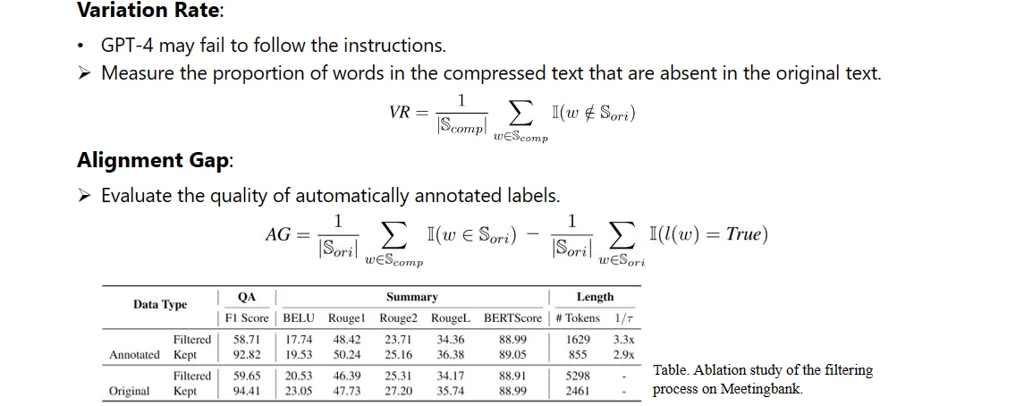 Data annotation and quality filtering pipeline of LLMLingua-2
